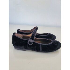 Papanatas Black Velvet Mary Jane Girls Flats Shoes Size 31 US 13